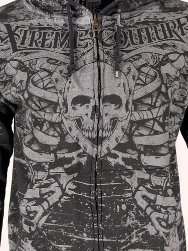 Vista 7 de Xtreme Couture by Affliction - Sudadera con capucha y cremallera para hombre Negro (Anatomía)