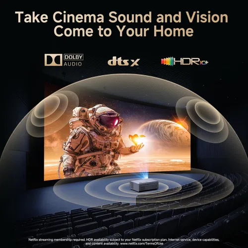 Vista 4 de Proyector 4K con WiFi y Bluetooth, enfoque automático AI de 1500 ANSI y 6D Keystone Dolby Audio HDR10+, proyector inteligente KOGATA