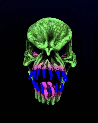 Vista 3 de Zagone Studios Máscara Phissed con brillo verde reactivo de luz negra UV, Verde neón