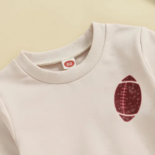 Vista 4 de CHAUKAREAUL Sudadera de gran tamaño con estampado de letras y cuello redondo para bebé y niña