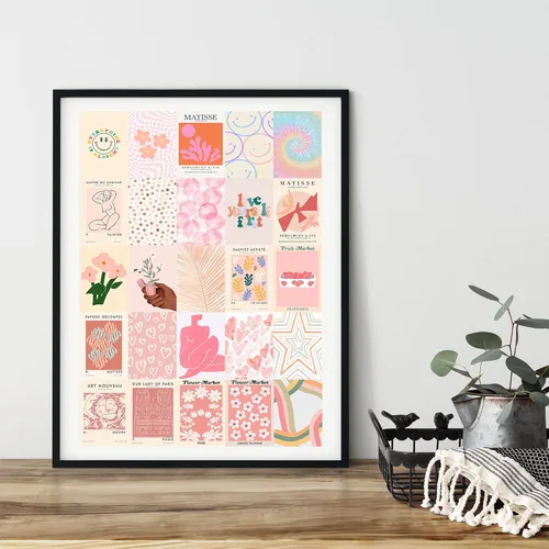 Vista 6 de Fardes Decoración de habitación rosa, kit de collage de pared rosa de 50 piezas, imágenes estéticas, decoración de dormitorio para adolescentes