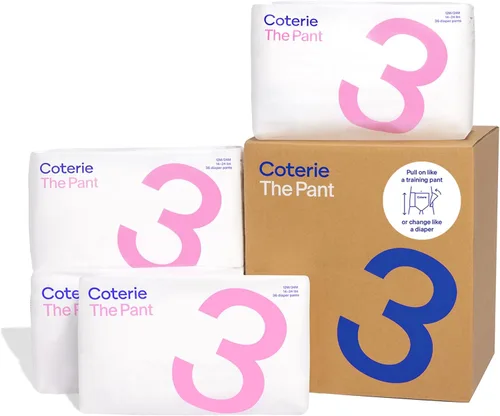 Coterie The Pant, talla 3, pañales estilo pull-up para piel sensible, hipoalergénicos, súper absorbentes, protección contra fugas durante la noche,