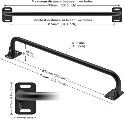 Vista 2 de SELEWARE Heavy Duty Welded Pull Up Bar, Versatile Doorway Wall Mount, Joist Mounted, and Ceiling Mounted Chin Up Bars, Thick Metal Sturdy