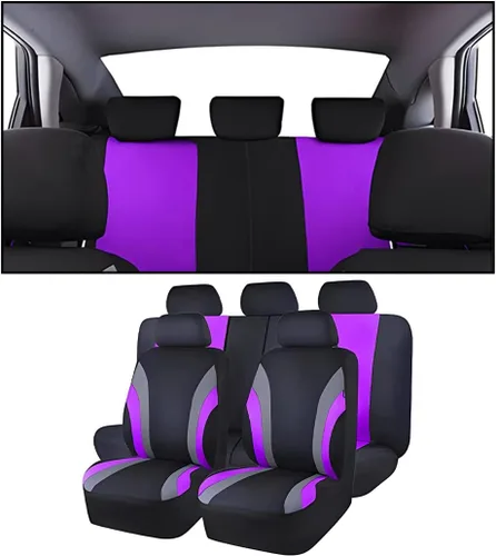 Vista 10 de AUCELI Juego completo de fundas para asientos de coche, fundas transpirables para asientos delanteros y traseros con esponja compuesta de 2mm