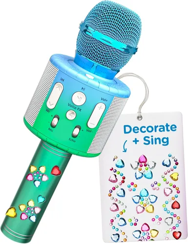 Vista 8 de Move2Play, Micrófono de karaoke para niños, incluye calcomanías y Bluetooth, regalo de cumpleaños para niños, juguete para niñas de 2, 3, 4, 5, 6