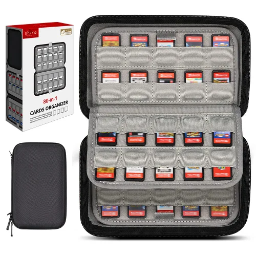 sisma 80 Switch Game Case Compatible with Nintendo Switch Games or PS Vita Games or SD Cards, Physical Game Cartridge Holders Hard Shell Travel