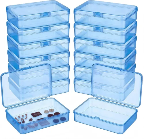 Vista 11 de LJY 100 contenedores rectangulares vacíos de plástico transparente con tapas con bisagras (2.2 x 1.6 x 0.8 pulgadas, transparente)