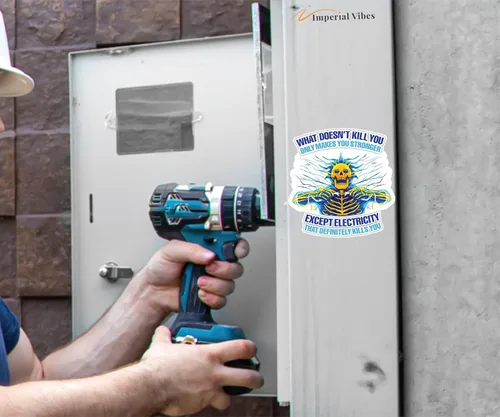 Vista 3 de IMPERIAL VIBES Electricity Will Kill You Sticker - Calcomanía de vinilo para coche y camión - Calcomanías para iPad para interiores y exteriores