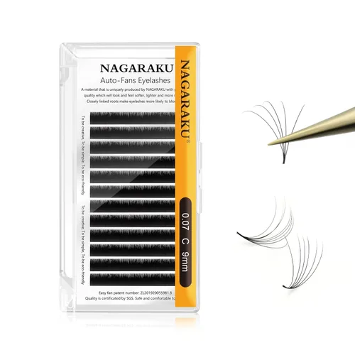 Vista 79 de NAGARAKU Easy Fan - Extensiones de pestañas de volumen de 0.001 in, rizo CC, bandeja mixta de 0.315 a 0.59 pulgadas, bandeja mixta de visón