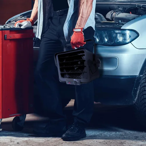 Vista 5 de Dr. Heater DR966 - Calentador comercial de garaje con cable de 240 voltios, 3000 vatios/6000 vatios, DR966 240 V, negro