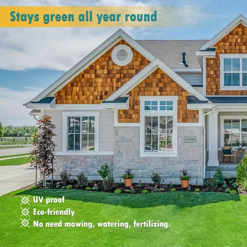 Vista 6 de Heyroll Césped artificial para interiores y exteriores, 1 x 3 pies, 0.8 pulgadas, césped sintético realista, alfombra de césped artificial