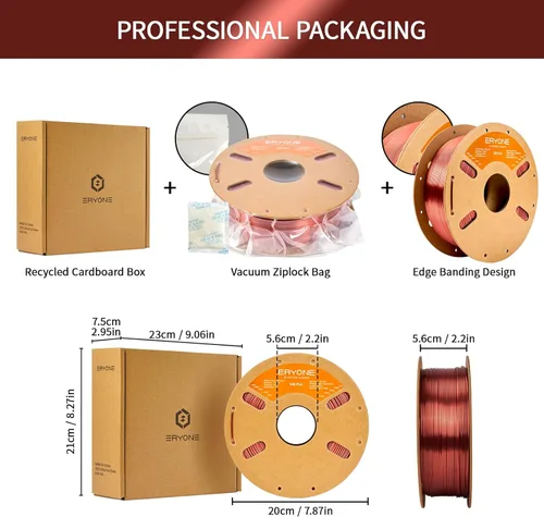 Vista 153 de ERYONE Filamento de ácido poliláctico (PLA) de seda para impresora 3D, de 1.75 mm +/- 0.03 mm, carrete de 1 kg (2.2 libras), verde esmeralda seda