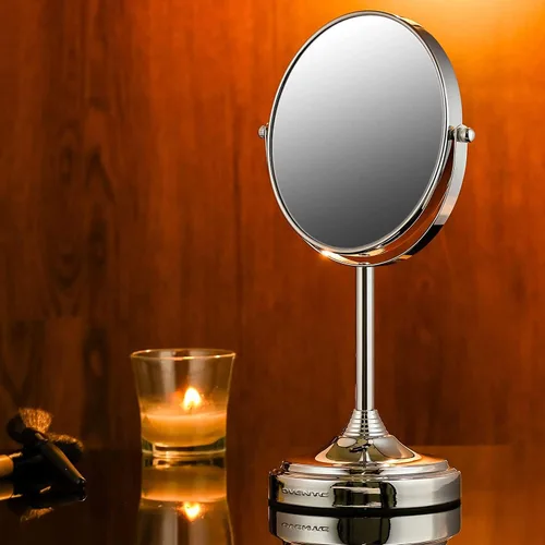 Vista 7 de OVENTE Espejo de maquillaje de mesa de 7 pulgadas con aumento 1X/7X, diseño giratorio de 360° y espejo de tocador independiente de doble cara