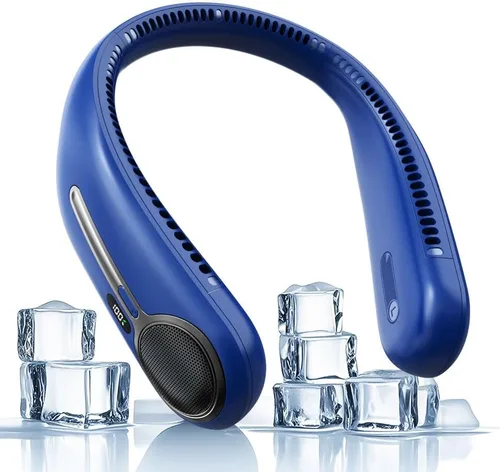 Vista 10 de Ventilador de cuello portátil, manos libres, ventilador personal sin aspas, recargable por USB de 6000 mAh, refrigeración de 360°, pantalla LED, 4