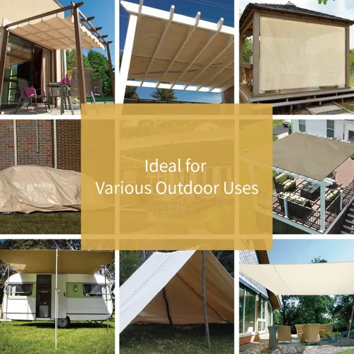 Vista 6 de GUARD SHIELD Lona beige resistente impermeable de 10 x 20 pies para exteriores, lona gruesa resistente a los rayos UV con ojales, 25/64 pulgadas