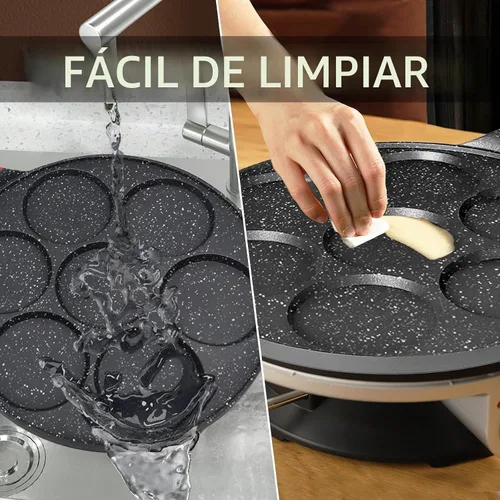 Vista 5 de [Usado] Sartén para huevos para tortillas, sartén para panqueques de dólares plateados para niños, mini panqueques, sartén antiadherente para Negro
