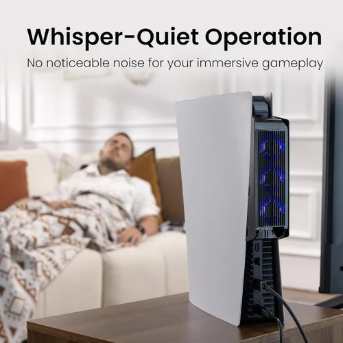 Vista 6 de Cooling Fan for PS5 Accessories, KIWIHOME Upgraded Quiet Cooler Fan with Auto Speed, Controller USB3.0 Port & LED for PS5 2020 Only, Not for