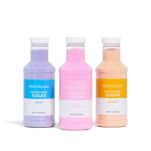 Vista 5 de Kit de Variedad de Dulces de Algodón Kool-Aid de Nostalgia – 3 Sabores de Azúcar de Algodón (Cereza Negra, Sharkleberry, Melocotón y Mango)