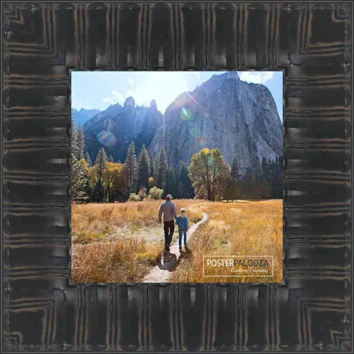 Poster Palooza 5x5 Inch Ornate Black Complete Wood Square Picture Frame with UV Acrylic Plexiglass, Foam Board Backing & Hardware Included - 5x5