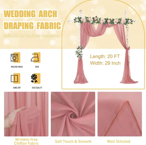 Vista 3 de Cortinas de gasa con diseño de arco de boda, 1 panel de gasa para techo, cortinas de boda para techo, bufanda, arcos de boda para ceremonia