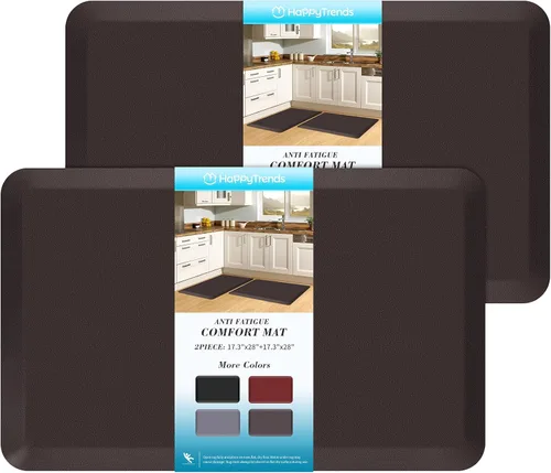 Vista 10 de HappyTrends 2 tapetes de cocina acolchados antifatiga, resistentes y ergonómicos de espuma de pie, impermeables, antideslizantes, para el hogar