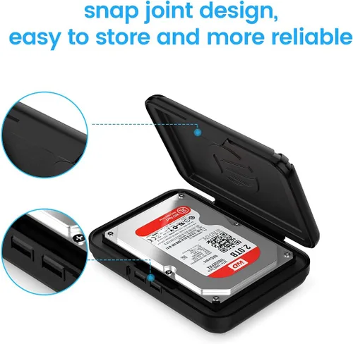 Vista 5 de ORICO Estuche para disco duro de 3.5 pulgadas, funda de transporte para disco duro externo antiestático y a prueba de golpes, compatible con WD