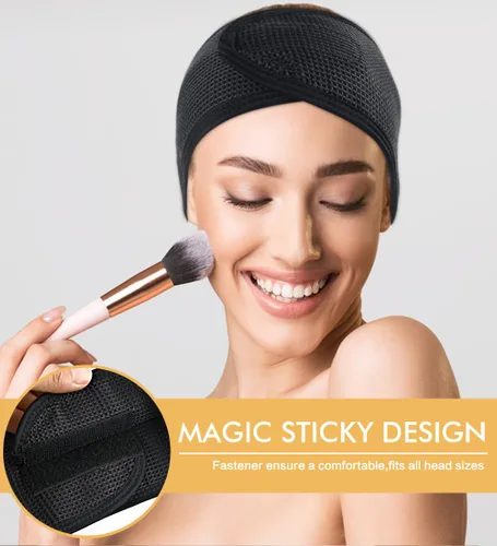 Vista 7 de SINLAND Diadema de spa facial para lavar, maquillaje, cosméticos, ducha, bandas para el cabello, paquete de 3