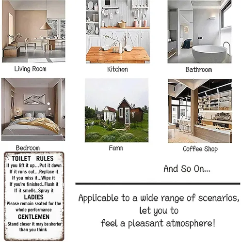 Vista 7 de Funny Metal Tin Signs Toilet Rules Tin Sign Poster Wall Art for Dorm Home Garage Office Decor 8X12inch