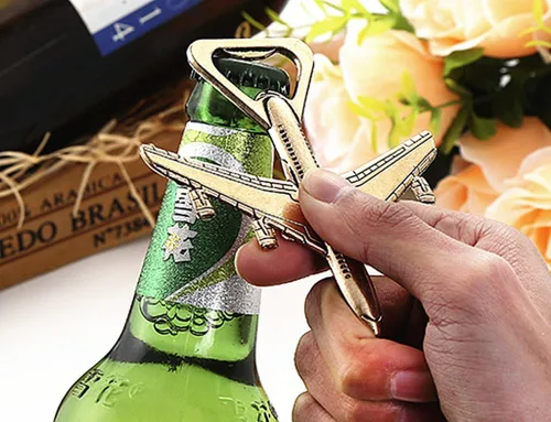 Vista 7 de Abridor de botellas de avión con caja de regalo para recuerdos de fiesta de boda (12 unidades, tono dorado oscuro)