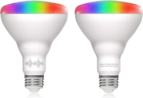 BR30 - Bombillas LED WiFi inteligentes, cambio multicolor RGBCW, blanco cálido a frío, regulable, compatible con Alexa y Google Home (sin hub),