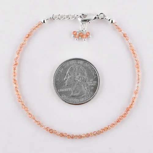 Vista 84 de Natural Gemstone Micro Round Beads Dainty Choker Bangle Bracelet, Handmade Jewelry for Women, Healing Chakra Crystals Silver Plated Chain 8 inch