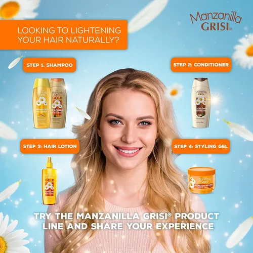 Vista 6 de Grisi Acondicionador de Manzanilla, Acondicionador para el Cabello con Extracto de Manzanilla, Aclara Naturalmente tu Cabello mientras agregas