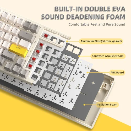 Vista 2 de Ajazz Teclado mecánico para juegos, teclado mecánico intercambiable en caliente con almohadilla numérica, teclado compacto con cable USB de 100