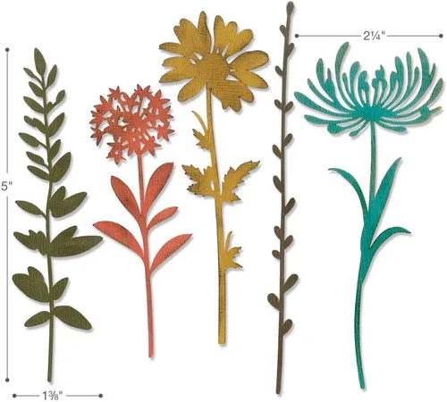 Vista 3 de Tim Holtz Sizzix - Paquete Thinlit de tallos de flores silvestres - #1 y #2