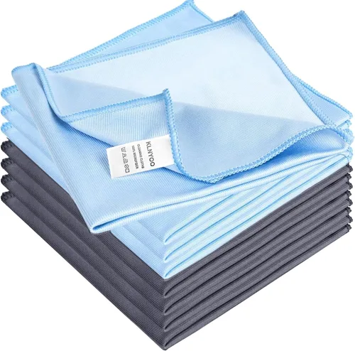 Vista 8 de KLNYOO Paños de limpieza de vidrio de microfibra sin pelusas, sin rayas, limpia rápida y fácilmente ventanas y espejos sin productos químicos, paño