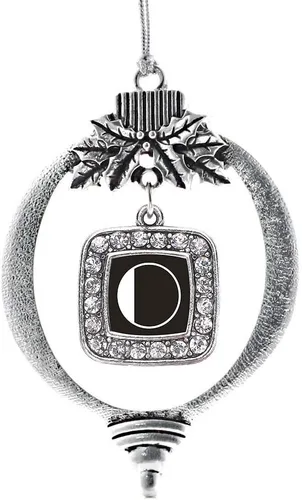 Vista 107 de Inspired Silver - Mis iniciales - Adorno con dije de letra S - Adornos navideños cuadrados de plata con joyas de circonita cúbica