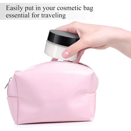 Vista 6 de Patelai 4 tarros redondos de plástico a prueba de fugas de boca ancha con tapas para almacenamiento de viajes, maquillaje, productos de belleza