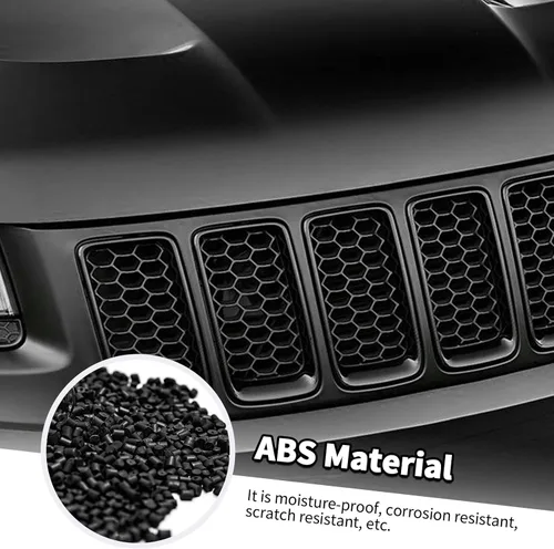 Vista 5 de Jimen Compatible con Jeep Grand Cherokee 2014-2016, 7 piezas de insertos de parrilla delantera Kit de moldura de anillo de rejilla (negro)
