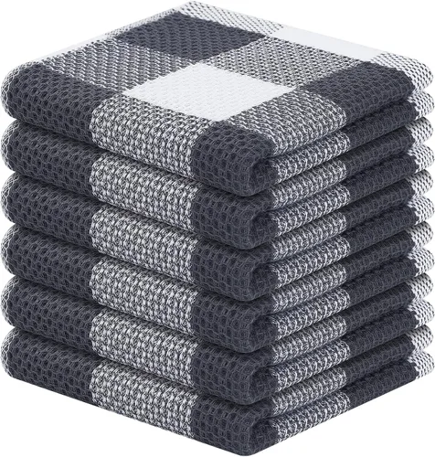Vista 48 de Homaxy Paquete de 6 paños de cocina 100% algodón, 12 x 12 pulgadas, negro y rojo Negro & rojo