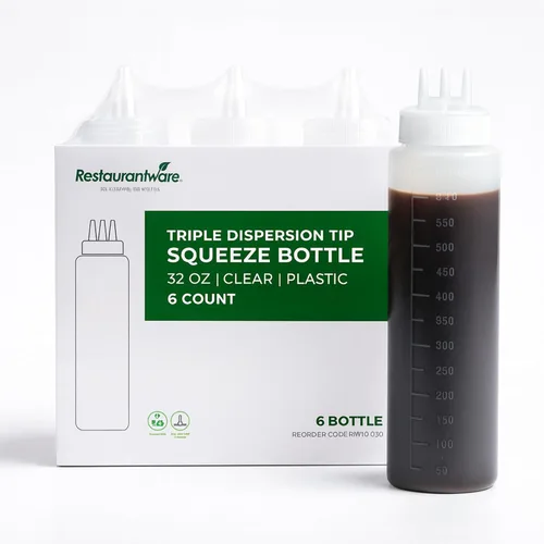 Vista 23 de Botellas exprimibles de condimentos de 12 onzas, 6 botellas exprimibles con puntas de triple dispersión – Botellas pequeñas, flexibles y de plástico
