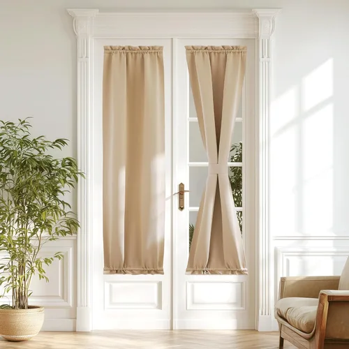 Vista 64 de NICETOWN Cortinas 100% opacas para puerta francesa, cortinas de privacidad para ventana, persianas de oscurecimiento de habitación de 25 x 64