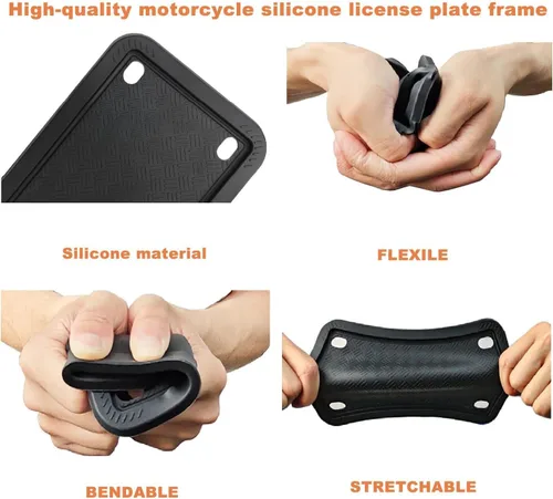 Vista 3 de XCLPF - Marcos de placa de matrícula de silicona para motocicleta, soporte para placa de matrícula de motocicleta, placa trasera de 4x7 pulgadas