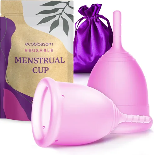 Vista 10 de Ecoblossom Kit completo de copa menstrual, tazas reutilizables pequeñas y grandes, soporte para esterilizador de silicona, lavado de limpieza