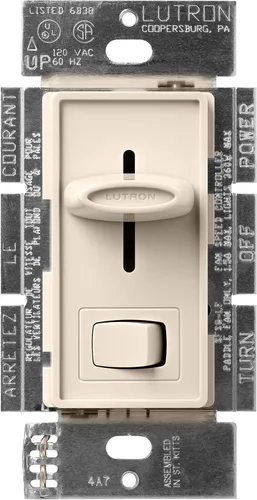 Vista 3 de Lutron SFSQ-LF-AL Skylark Ventilador de 3 velocidades y control de luz, almendra
