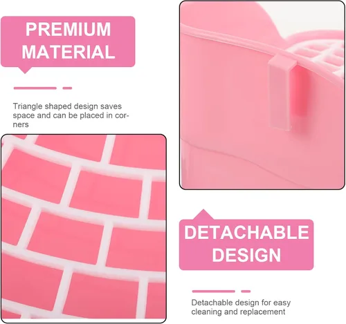 Vista 3 de POPETPOP Caja de arena de conejo, bandeja triangular para inodoro de conejo, bandeja de inodoro para conejillos de indias, ropa de cama