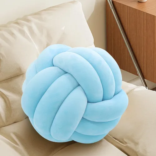 Vista 17 de Bola de almohada de nudo negro, almohada decorativa hecha a mano, cojín redondo suave para sofá y dormitorio, bonita decoración del hogar, almohada