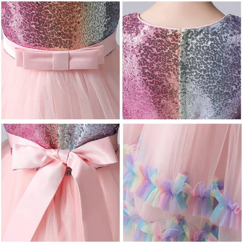 Vista 21 de Vestido de tul de unicornio arcoíris para niñas, vestido de princesa para cumpleaños, Halloween, Navidad, concurso de baile, fiesta de baile con #1