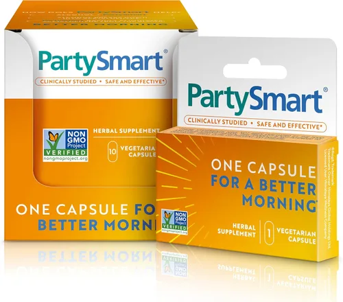 Himalaya PartySmart, 10 Cápsulas Individuales - Apoyo al Hígado para la Descomposición del Alcohol para una Mejor Mañana Después de Beber - A Base