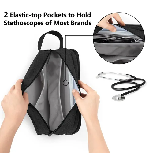 Vista 3 de Trunab Estuche para estetoscopio con capacidad para 2 estetoscopios o manguito de presión arterial, compatible con 3M Littmann/MDF/ADC, estuche