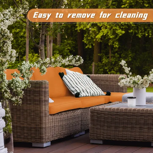 Vista 7 de Patelai 11 piezas de fundas impermeables para cojines de patio para muebles de sección al aire libre de mimbre y ratán, fundas para sillas de sofá